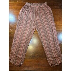 American Eagle Pants Womens L Rust Striped Wide Leg Palazzo Viscose Boho Beach